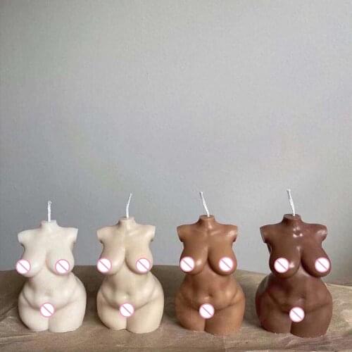 Sexy Human Body Natural Bean Wax Candle Thick Female Body Moulds For Hand Gifts Home Decoration Wedding Photographic Prop