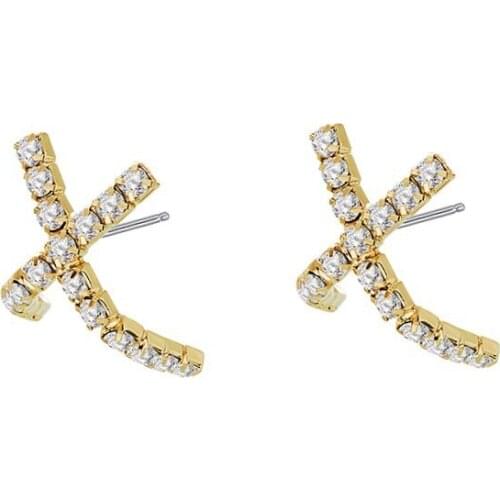 Earrings For Women Hot Sale Heart Brincos X-shaped Stud Earings Boucle Dâoreille Personality Niche Design 2021new Tide Female