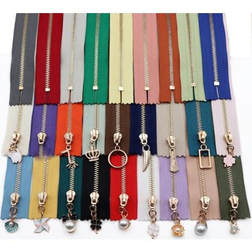 15-50CM Gold Tooth Closed End Metal Zipper DIY Pocket Clothes Make Hand Bag Colorful Zipper Accessories P141