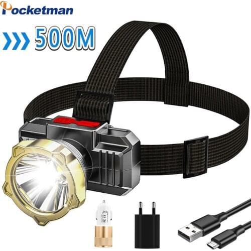 Pocketman 35000LM High Power LED Headlamp USB Rechargeable Headlight Built-in Battery Head Lamp Waterproof Head Torch Head Light