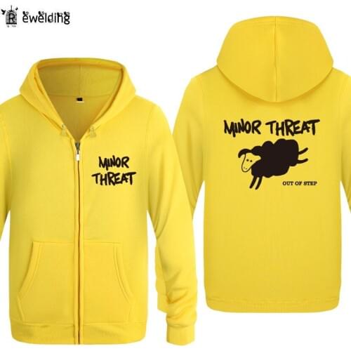 Zipper Hoodies Men MINOR THREAT Out Of Step Mens Hoodie Hip Hop Fleece Long Sleeve Music Rock Mans Jacket Sweatshirt Oversized