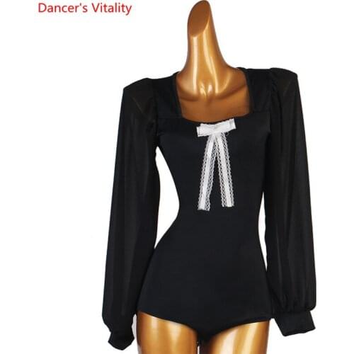 Women Latin Dance body top Rumba High Collar top ballroom Performance Clothes Profession Custom Adult Child Competition Clothing