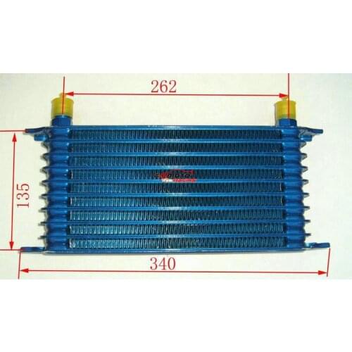 Universal 10 Row Racing Engine Transmission 10AN Aluminum Oil Cooler Blue 262mm