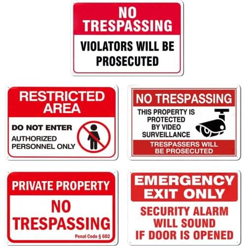 No Entry Metal Sign Warning Metal Tin Plaque Video Surveillance Sign Wall Decoration Yard Sign No Entry Metal Sign Wall Sticker