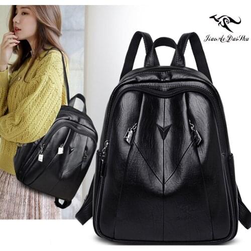Women Leather Backpacks Female Shoulder Bag Sac a Dos Travel Back Pack Ladies Bagpack Mochilas para mujer School Bags backpacks