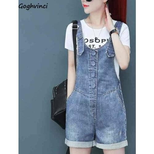 Rompers Women Summer 2020 New Fashion Loose Pockets Denim Womens All Match High Waist Females Hot Sale Playsuits Korean Style