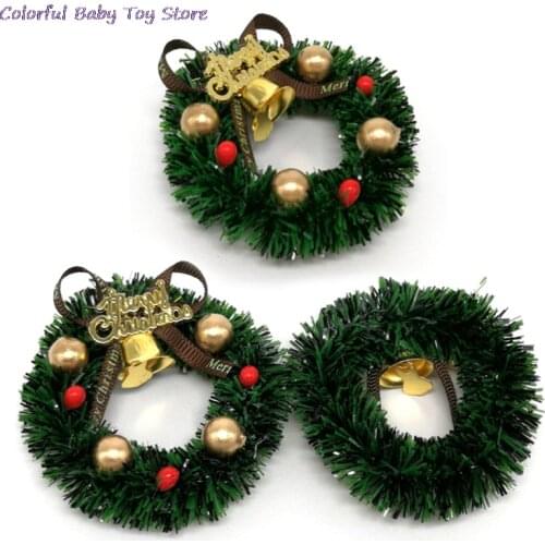 1pc 6cm Miniature Wreath Doll House Christmas Tree Wall Baking Decoration Dollhouse Accessories Children Toys Gift For Kid