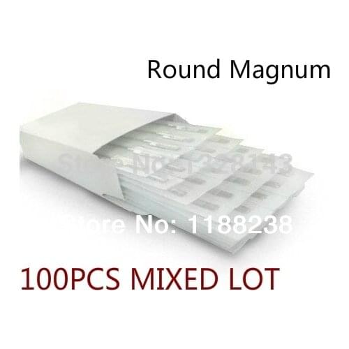100PCS Tattoo Needles Round Magnum 5RM,7RM.9RM,11RM,13RM,15RM MIXED ASSORTED Tattoo Needles 316 Stainless Steel