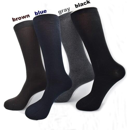 Fcare 8PCS=4 pairs black, blue, gray, brown 40-46 plus big size warm acrylic cotton mid calf men dress business socks calcetines