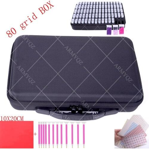 Diamond Painting Tools Gift Packs with 64 Cells Plastic Box Sticker and Roller etc Multiple in 1 for Diamond Painting Embroidery
