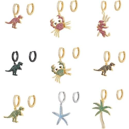 HECHENG 1pair CZ Rainbow asymmetric Earrings Wholesale 10% off carton Animals jewelry accessories For Women VD454