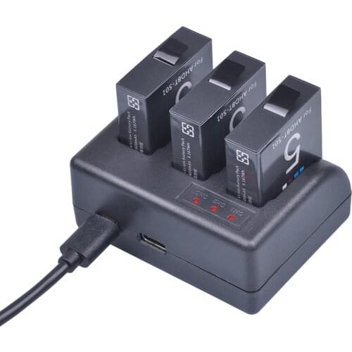 3pack for GoPro Hero 8 Hero7 Hero 6 hero 5 Battery+3slots USB charger with type C port for GoPro Hero8 7 6 hero5 Action Cameras