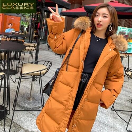 White 2021 Brand Winter Duck Down Jacket Women Long Down Parka Thick Warm Down Coat Female Outwear Jackets Hiver LW1613