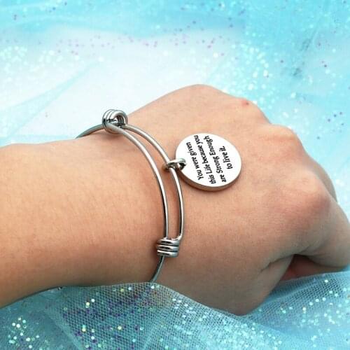 Quotes Initial Bracelet Stainless Steel Expandable Wire Letter Charm Bracelets & Bangles Adjustable For Women Best Gifts
