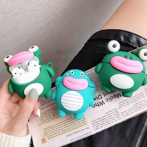 For Airpods Pro 3D Funny Cartoon Frog Alligator Sausage Mouth Lip Case for Apple Airpods 1 2 3 Crocodile Wireless Earphone Cover