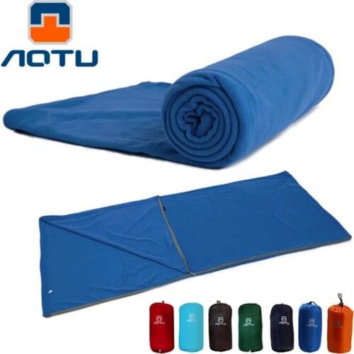 AOTU Fleece Sleeping Bag Ultra-light Portable Sleeping Bag Outdoor Camping Hiking Climbing Lightweight Warm Fleece Sleeping Bag