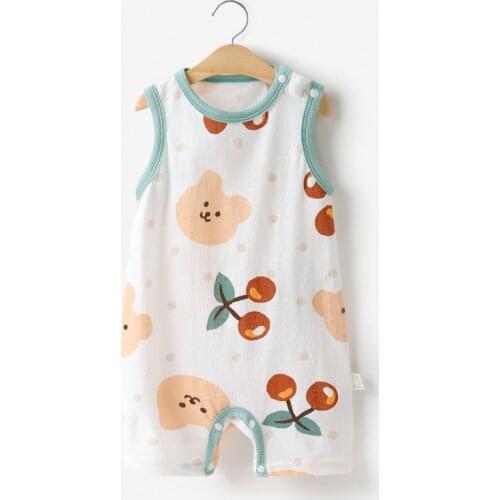 Summer Unisex Baby Clothes Thin One-piece Summer Playsuits Newborn Cotton Romper Printed Sleeveless Climbing Boys Clothing