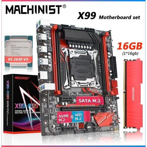 Machinsit X99 Motherboard With XEON E5 2630 V3 CPU 2*8GB DDR4 2133 ECC Memory Combo Kit Set LGA 2011-3 Processor Four-channel