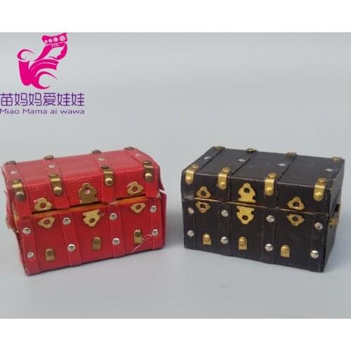 Mini Luggage leather box for doll house diy use accessories for 1/8 1/12 bjd for barbie blythe doll charm suitcase