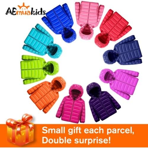 Boys Girls White Duck Down Clothes Jackets Hooded Zipper Ultra Light Coat Winter Warm Kids Outwear Jackets Childrens Clothing