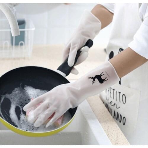 Female waterproof rubber latex dishwashing gloves kitchen durable cleaning housework chores dishwashing tools