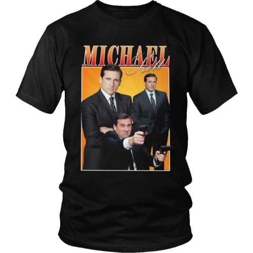 Michael Scott Homage The Office T Shirts Men Tv Series Dwight Schrute Jim Halpert Tees Short Sleeve T-Shirt Cotton Plus Size Top