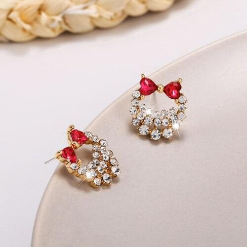 Trendy Zircon Earrings for Women Girls Cute Sweet Crystal Bow Earrings Female Wedding Jewelry Bijoux Christmas Gifts New Design