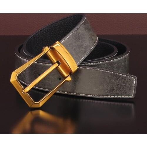 Fashion Belt Gray Pin Buckle Mens Belt High Quality Designer Belt Mens Exquisite Casual Leather Ceinture Homme