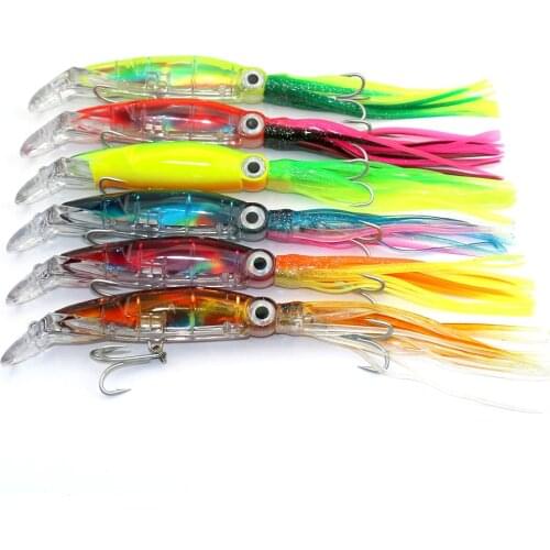 2 High Carbon Steel Hooks 3D Eyes 14cm Mixed Set Artificial Fishing Lure Kit Lifelike Fishing Pesca Soft Beard Hard Squid Bait