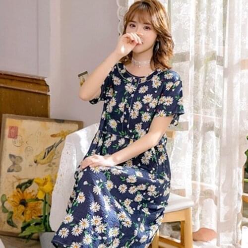 Short Sleeve Mom Nightdress Big Size Loose Homewear Cotton Print Soft Sleepwear Fashion Hot Pregnant Sleepdress KPaCotAkoWka