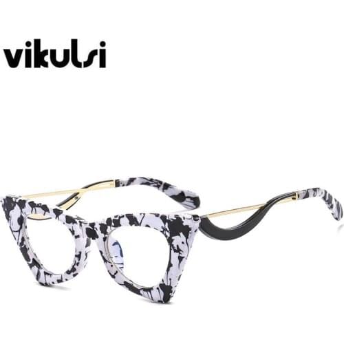 New Luxury Brand Black White Clear Lens Cat Eye Glasses Frame Women 2021 Fashion Vintage Eyeglasses Frame For Female Shades