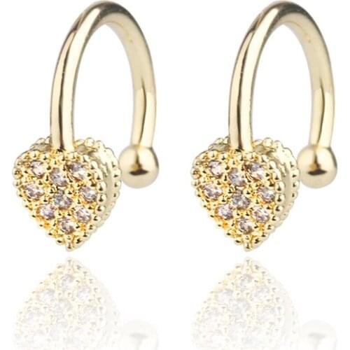 OMYFUN Heart Ear Cuff No Piercing Earrings For Women Girls Fashion Women Russia Small Clip Earring Bohemia Ear Jewelry E94