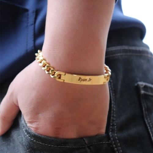 Personalized Name Bracelet For Men And Women Bangles Stainless Steel Gold Chain Pulseras Hombre Birthday Gift