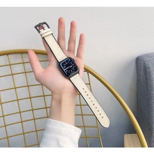 High quality Rubber belt for iwatch strap For Apple Watch Band leather loop 38mm 42mm 40mm 44mm Series 1 2 3 4 5 6 se