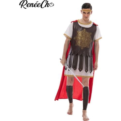 Reneecho Hercules Costume For Men Gladiator General Costume Roman Soldier Costume For Adult Halloween Cosplay 2020 Purim