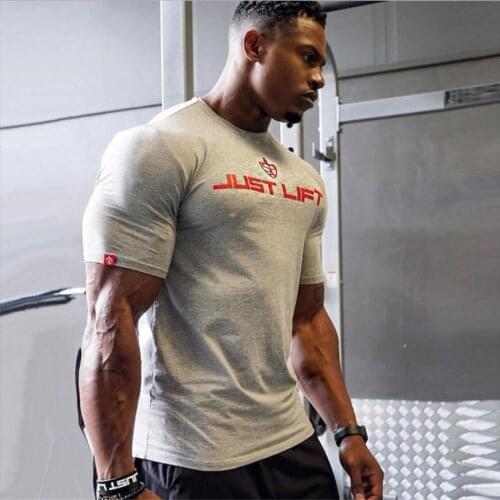 Sports Leisure Short Sleeves Slim-Fit Elastic Fitness T-shirt Summer Breathable Fashion Brand Printing