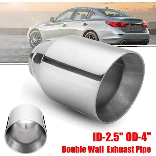 Universal 2.5" Inlet 4" Outlet Car Exhaust Tip Auto Tail Pipe Muffler Dual Wall Angle Cut Outlet Nozzle