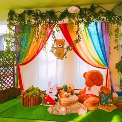 Party Backdrops Curtain 10FTX20FT Ice Silk Rainbow Colorful Birthday Wall Background Drape Diy Photo Booth Wedding Stage Decor