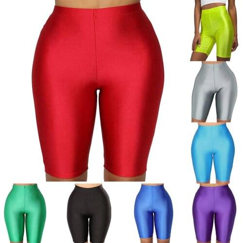 Women Fitness Sports Cycling Shorts Summer High Waist Cycling Biker Solid Color Elastic High Waist Shorts Summer Skinny Shorts