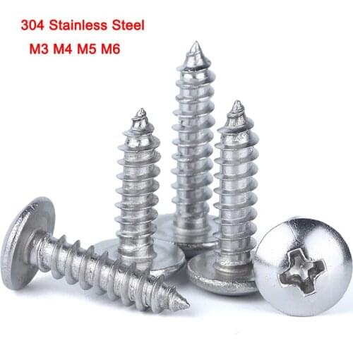304 Stainless Steel Philips Big Flat Head Self Tapping Screw Big Umbrella Head Self Tapping Wood Screw M3 M4 M5 M6
