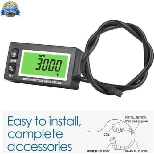 Resettable Inductive Tacho/Hour Meter for Motorcycle, Snowmobile, ATV,UTV,Jet Ski,Dirt Bike&Go Kart