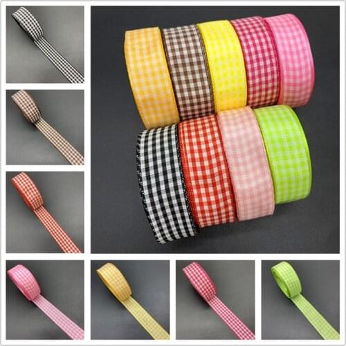 5yards 15mm High Quality Printed Plaid Ribbon Handmade Ribbon For Bow Wedding Christmas Decoration DIY Wrapping