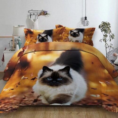 Bedclothes Quality Winter Super Soft Comfortable Beddings Western Single Double Bed 3D Autumn Leaves Cat Quilt Sets Ropa De Cama