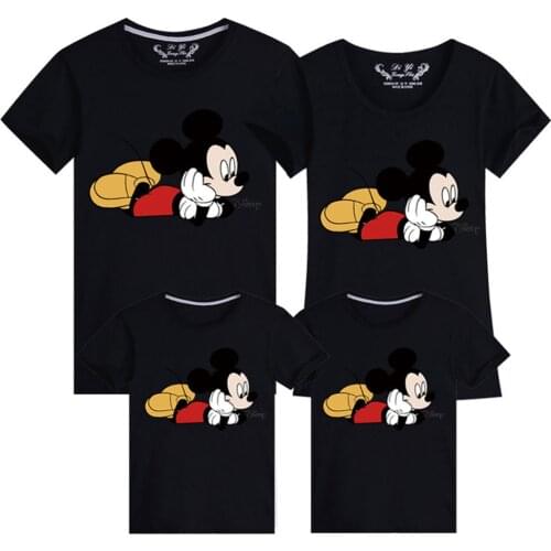 Disney 2021 T-shirt Women Cartoon Mickey Minnie Mouse Women Short Summer Regular Kids T Shirt O-Neck Boys Girls Tops Tee Shirt