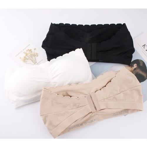 Seamless belts inserted back three adjustable bra lady breasted girl chest wrapped bandeau strapless padded tube tops for women