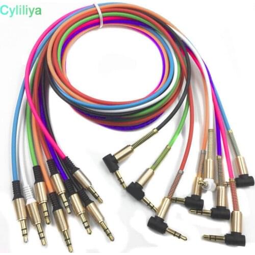 150 Aluminum Alloy Car Aux Cables 3.5mm Male to Male Right Angle Car Auxiliary Audio Cable Cord For Phone Samsung MP3 Car Stereo