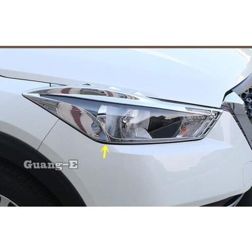 For Nissan Kicks 2017 2018 2019 2020 Car Body Styling Cover Detector ABS Chrome Front Head Light Lamp Trim Frame 2pcs
