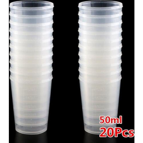 20pcs 15/30/50ml Transparent Plastic Measure Cups Measuring Liquid Cup Container