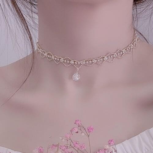2020 Ins Hot Sale Lace Design Charm 14K Real Gold Women Necklace Bling Shining Zircon Choker for Women Jewelry Wedding Bijoux