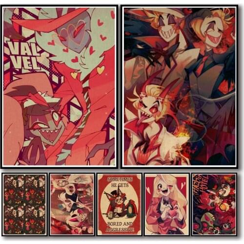 50 Designs Anime H Hotel Kraftpaper Poster HomeDecal Painting Wall Sticker for Coffee House Bar A3 42X30CM